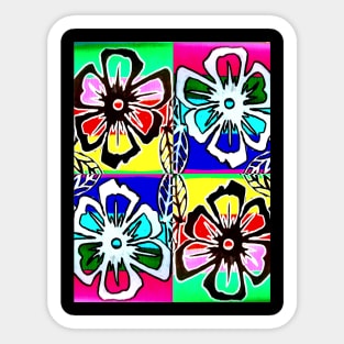 Flowers 2 Neon Pop Art Sticker